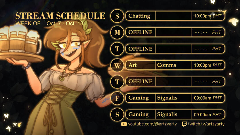 Schedule for Oct.7 - Oct.13